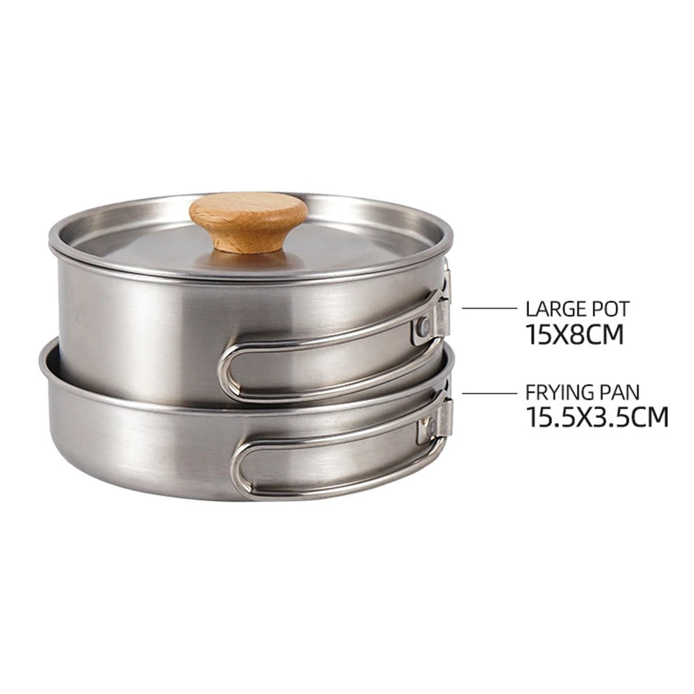 Camping Pot Set Portable Stainless Steel