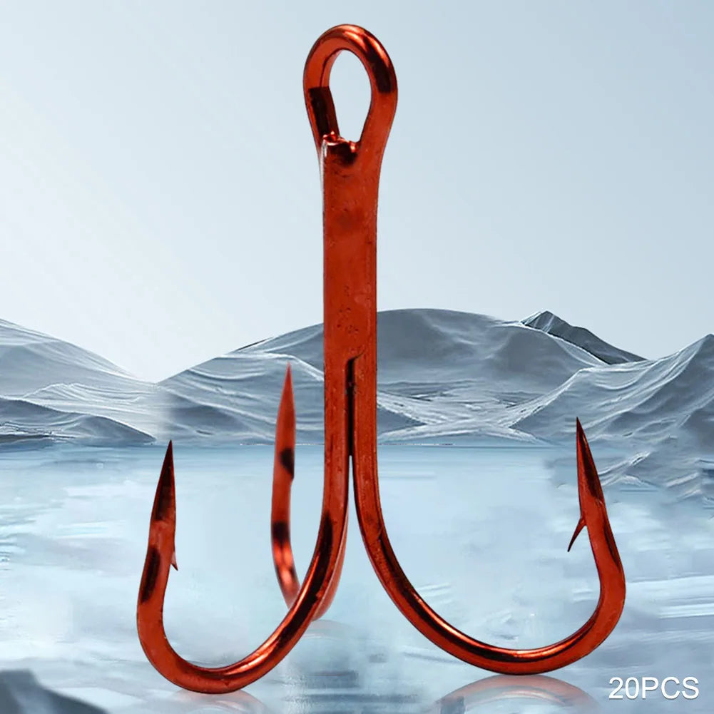 20Pcs Fishing Treble Hooks Carbon Steel