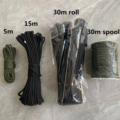 5M/15M/30M 7-Core 550 Paracord Camping survival Rope kit