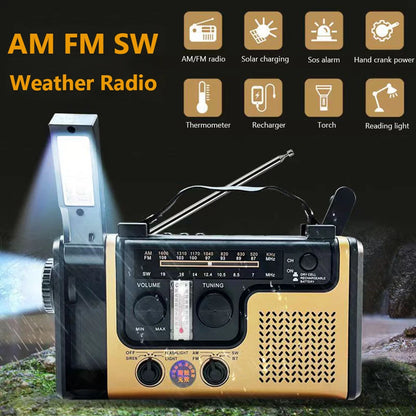 AM FM SW Emergency Radio Handcrank Solar SOS Alarm