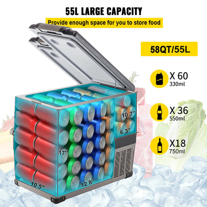 SucceBuy Car Refrigerator Mini Fridge Freezer Portable 12/24V DC 110-240V