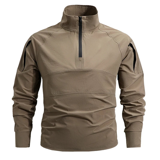 Men's Summer Work Shirt 1/4 Zipper Long Sleeve