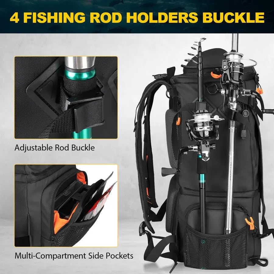 Fishing Backpack with Rod Holder, 51L Cooler