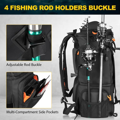 Fishing Backpack with Rod Holder, 51L Cooler