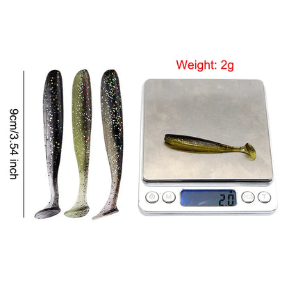 10Pcs 9cm T Tail Worm Soft Bait Plastic Fishing