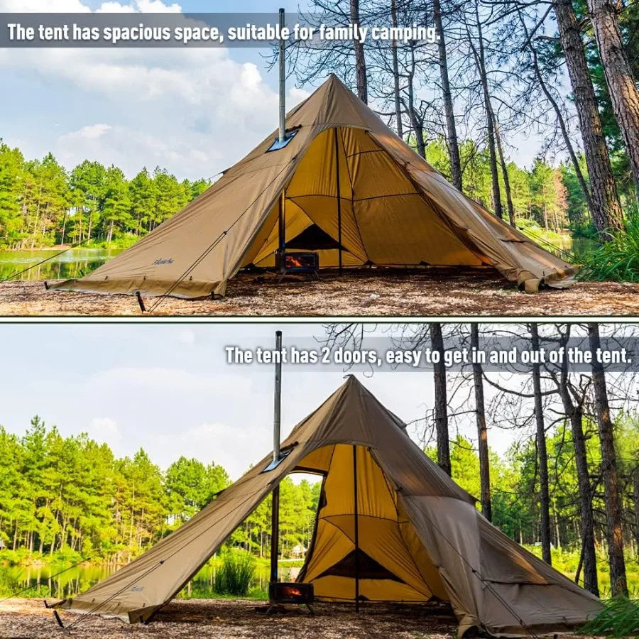 Camping Hot Tent 4-8 Person Tipi Stove Jack