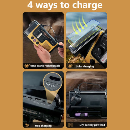 AM FM SW Emergency Radio Handcrank Solar SOS Alarm
