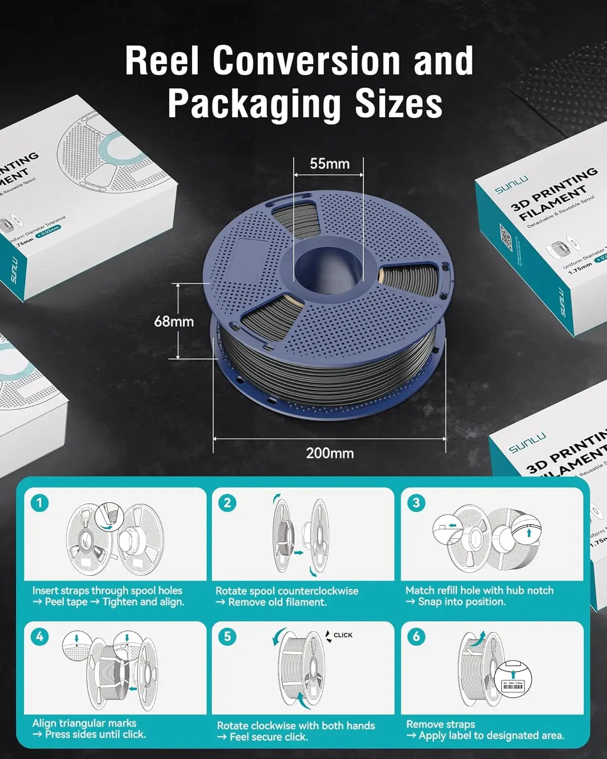 SUNLU 3D Printer Filament 1.75mm