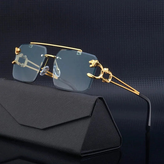 Luxury Square Designer Vintage Rimless Sun Glasses