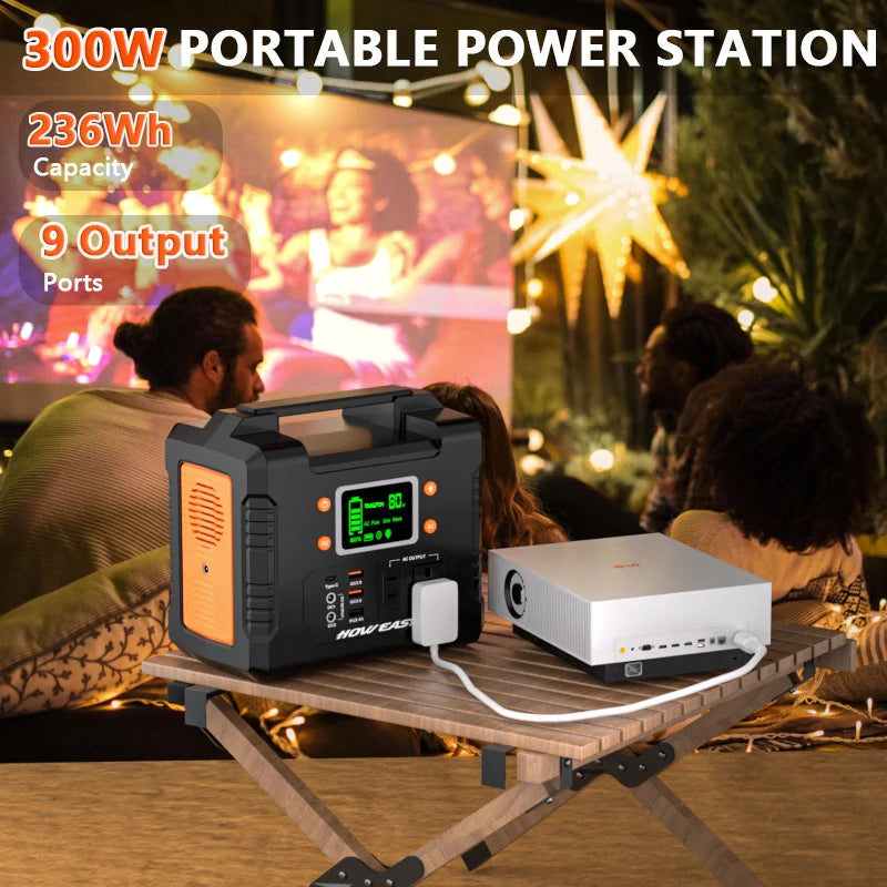 Howeasy 300W Portable Power Station, 236Wh Solar Generator