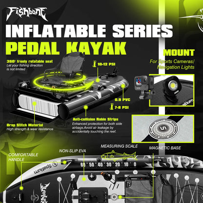 Spatium Fishing Kayak Boat Pedal Drive, Capacity 660LBS