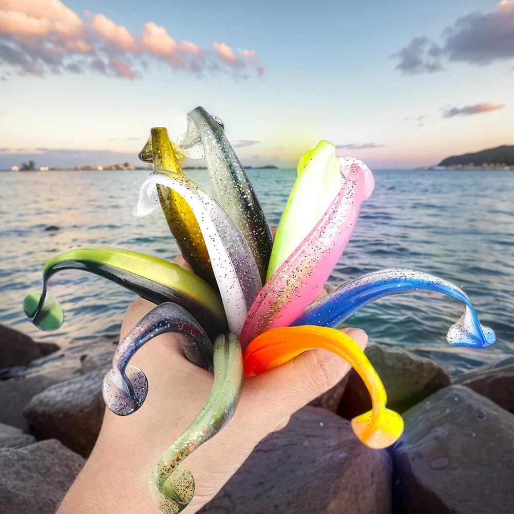 10Pcs 9cm T Tail Worm Soft Bait Plastic Fishing