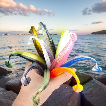 10Pcs 9cm T Tail Worm Soft Bait Plastic Fishing
