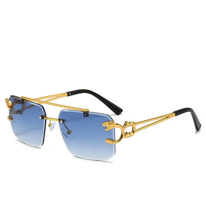Luxury Square Designer Vintage Rimless Sun Glasses