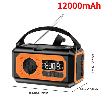 12000mAh Small Portable Radio Solar Panels Emergency Radio