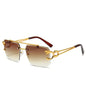 Luxury Square Designer Vintage Rimless Sun Glasses