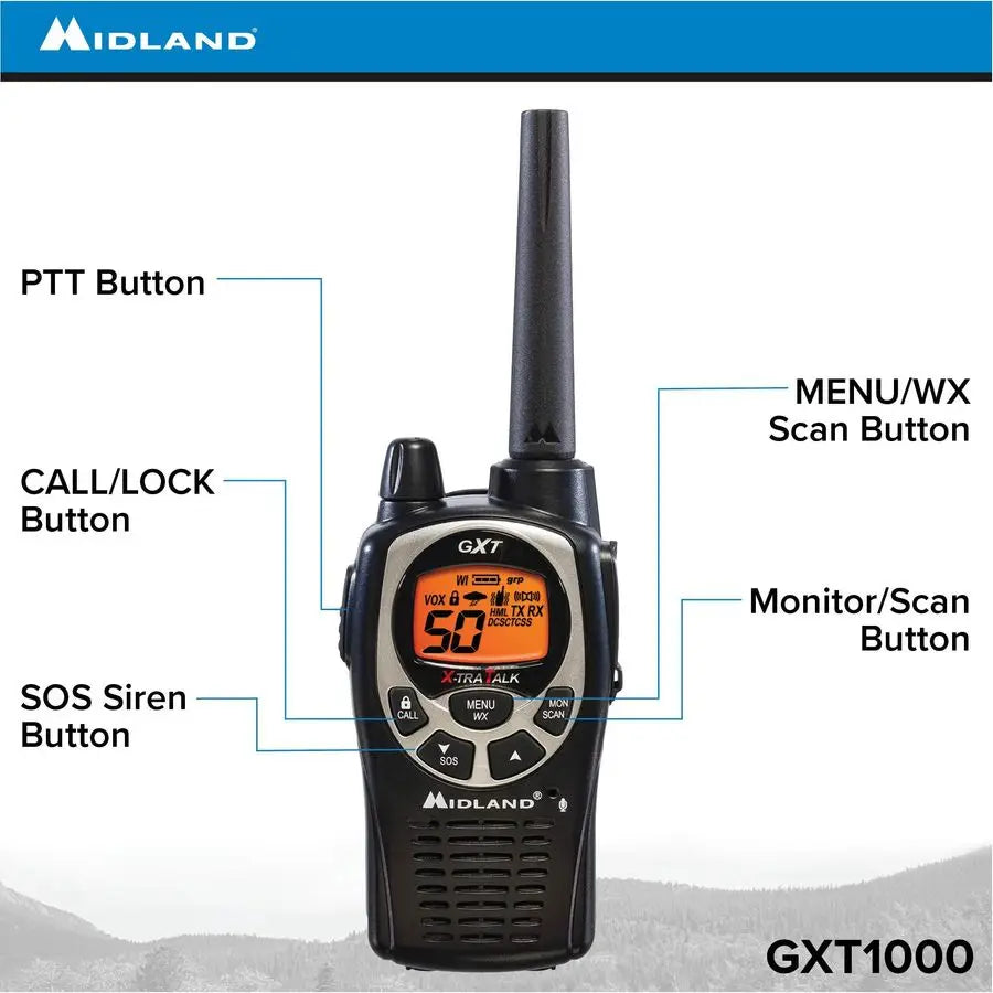 GXT1000VP4 50 Channel GMRS TwoWay Radio Up to 36 Mile Range