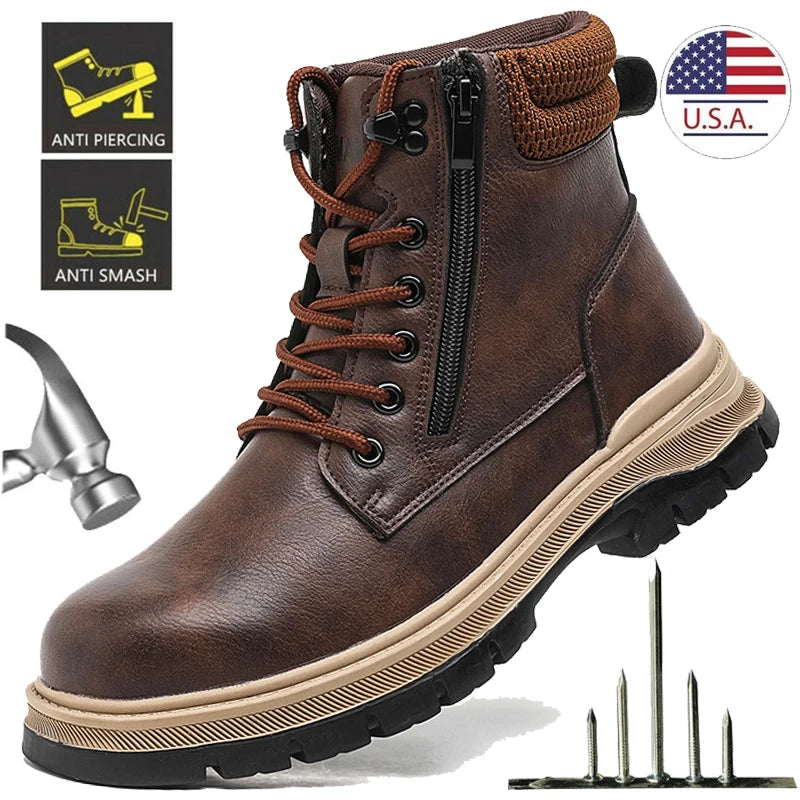Waterproof Safety Boots Men Indestructible Steel Toe