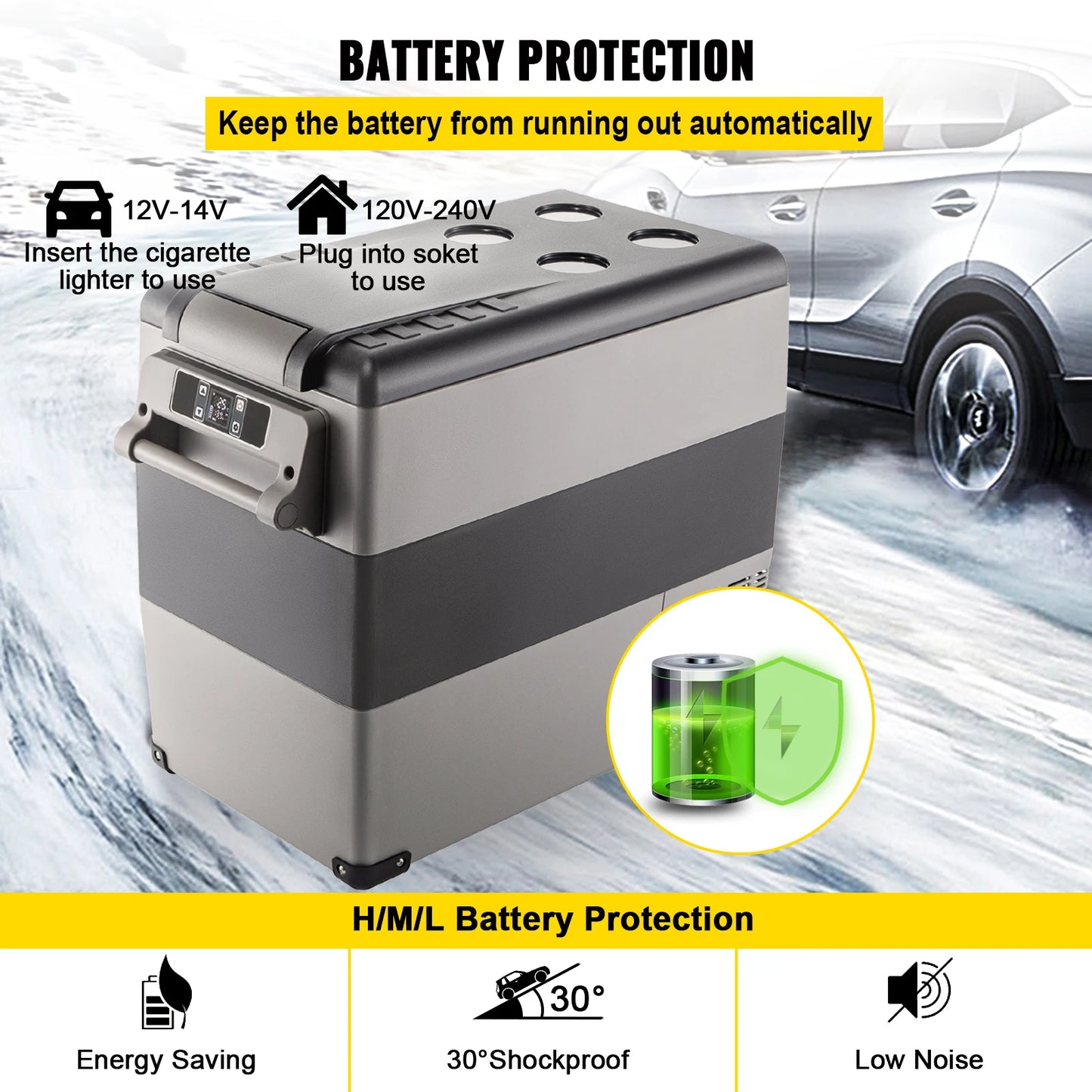 SucceBuy Car Refrigerator Mini Fridge Freezer Portable 12/24V DC 110-240V