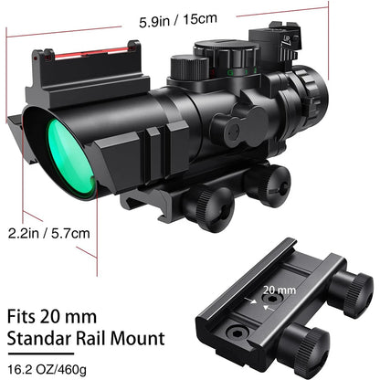 4x32 Tactical Riflescope with Fiber Optic Sight RGB Illuminated