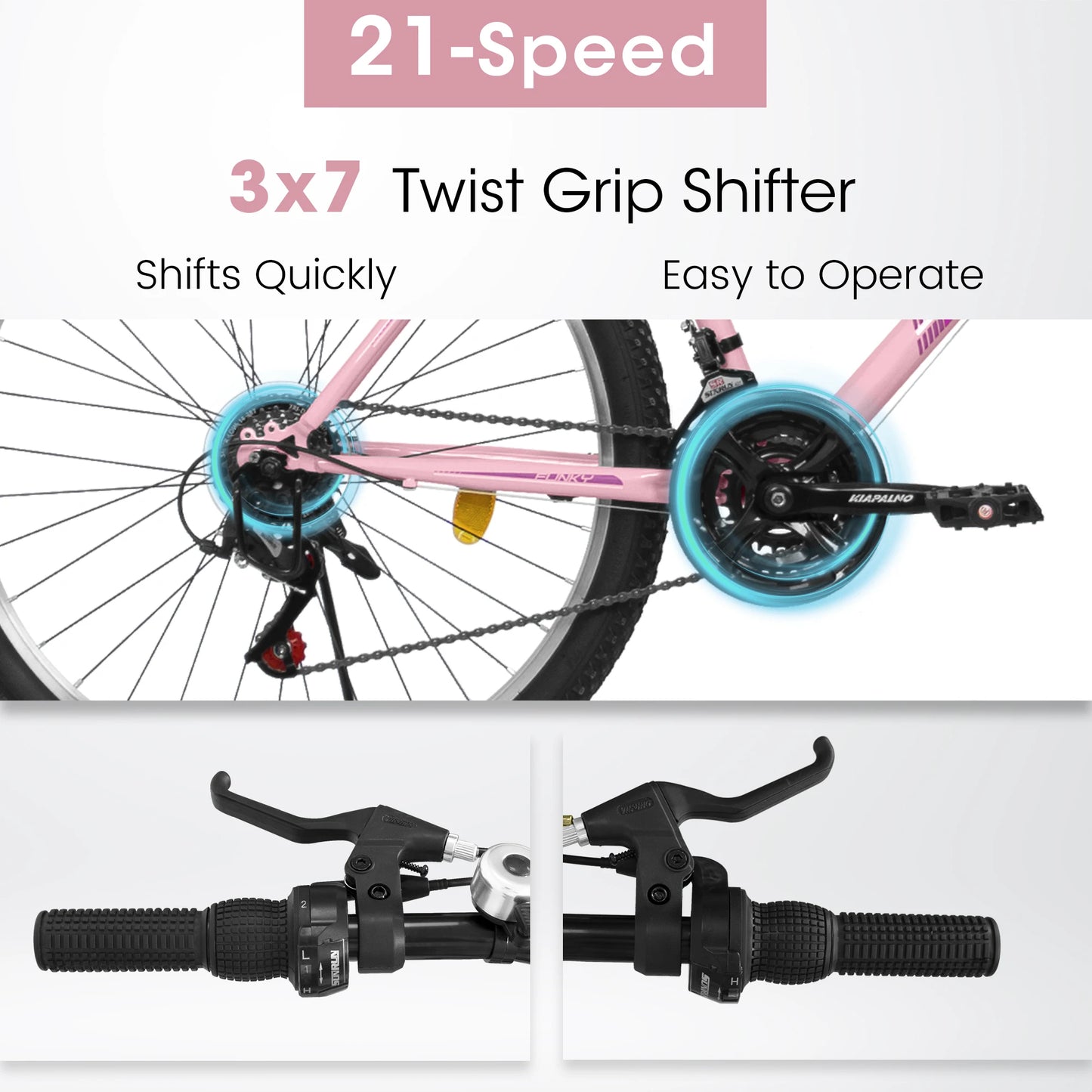 Ecarpat Womens Girls 24 26 Inch Mountain Bike, 21 Speed