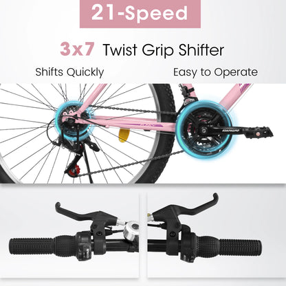 Ecarpat Womens Girls 24 26 Inch Mountain Bike, 21 Speed