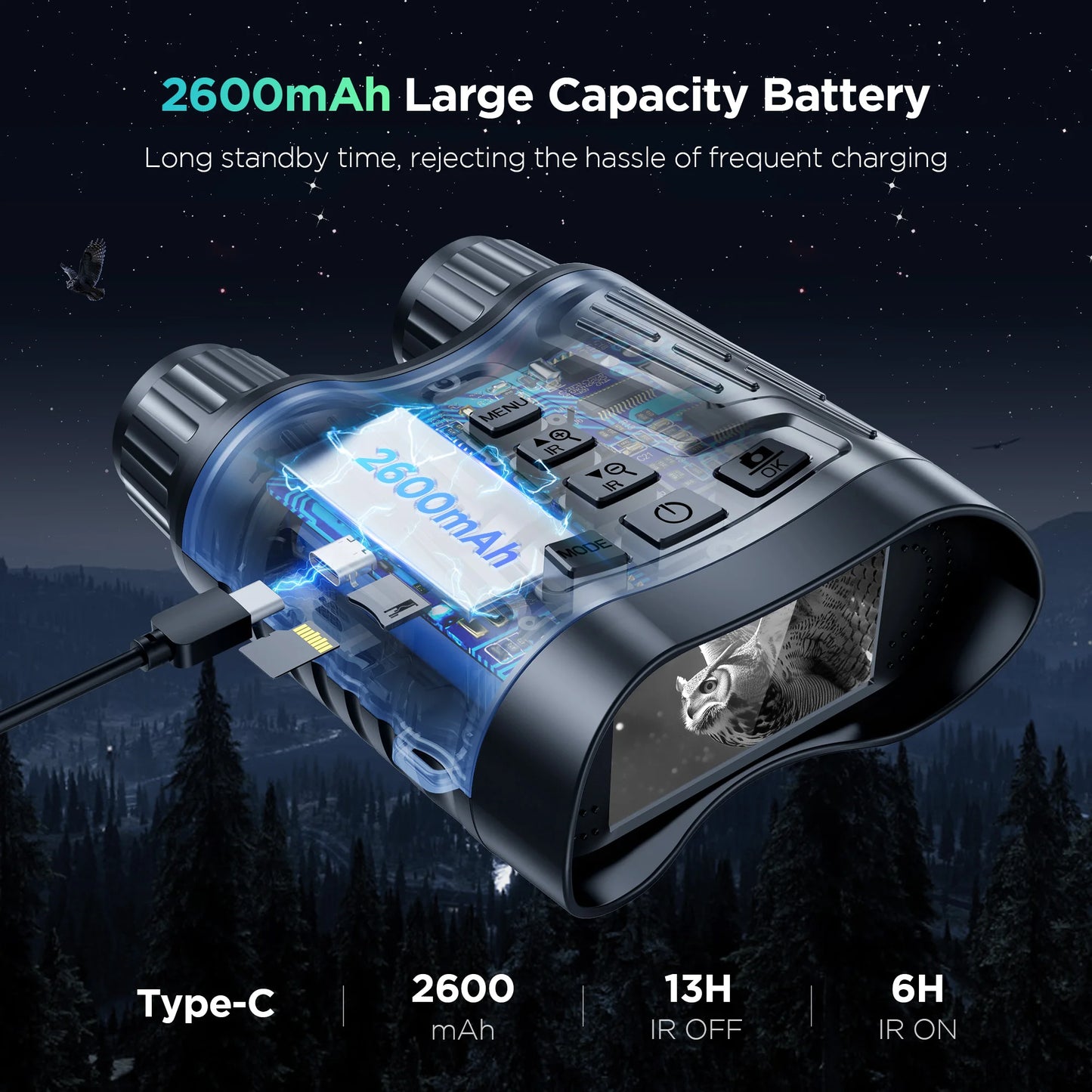 Rechargeable NightVision 4K UHD Infrared Telescope Camera Binocular