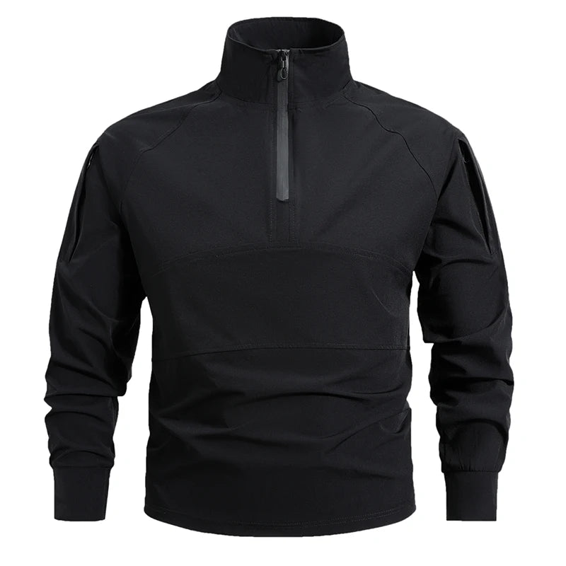 Men's Summer Work Shirt 1/4 Zipper Long Sleeve