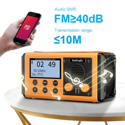 Portable Emergency Radio with Speaker Solar/Hand Crank