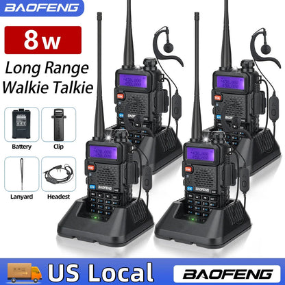 1/2/4 PCS Baofeng UV-5R 8W Walkie Talkie Ham Radio