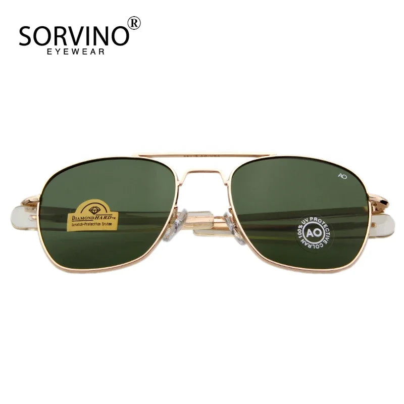 Retro Green AO Pilot Sunglasses Luxury Brand Designer