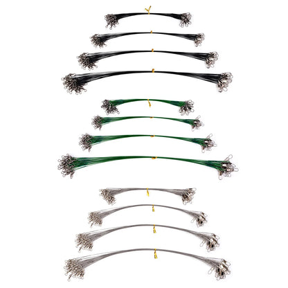 20Pcs Wire Trace Leader Rig with Snaps Beads Fishing