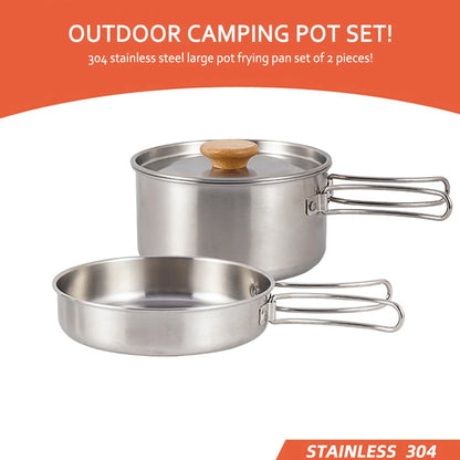 Camping Pot Set Portable Stainless Steel