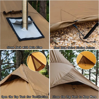Camping Hot Tent 4-8 Person Tipi Stove Jack