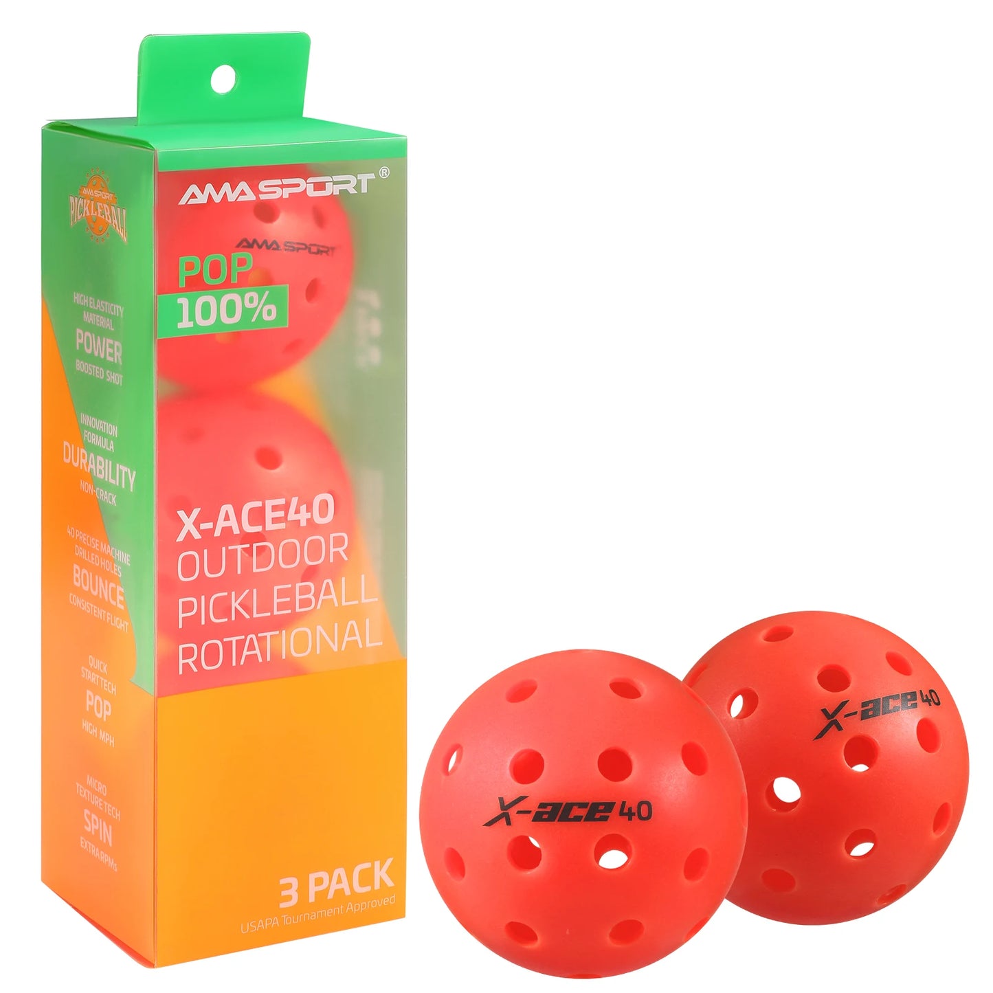 Pickleballs-40 Hole Outdoor Balls Crack-Resistant