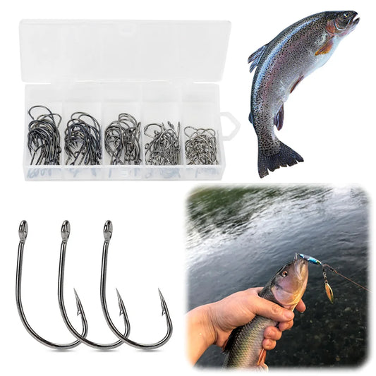 100PCS/Box Barbed FishHooks High Carbon Steel