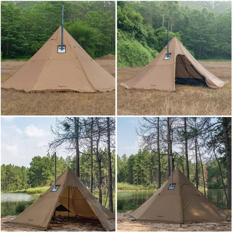Camping Hot Tent 4-8 Person Tipi Stove Jack