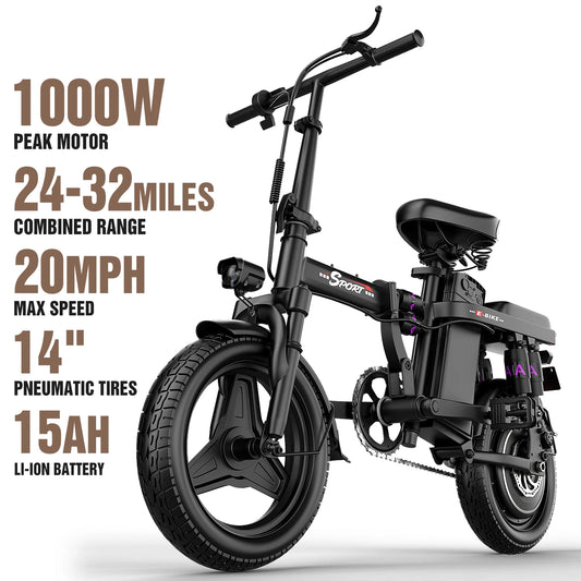JUNFUN Electric Bike for Adults, 1000W Motor, 48V 15AH