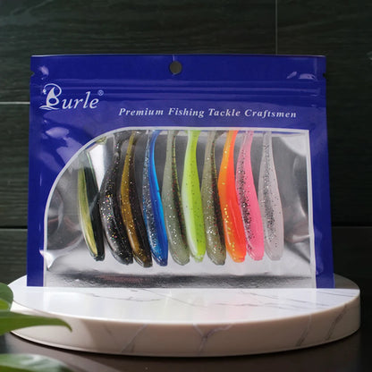 10Pcs 9cm T Tail Worm Soft Bait Plastic Fishing