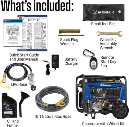 12500 Peak Watt Tri-Fuel Home Backup Portable Generator