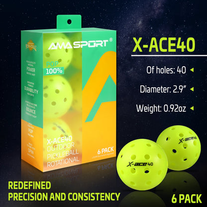 Pickleballs-40 Hole Outdoor Balls Crack-Resistant