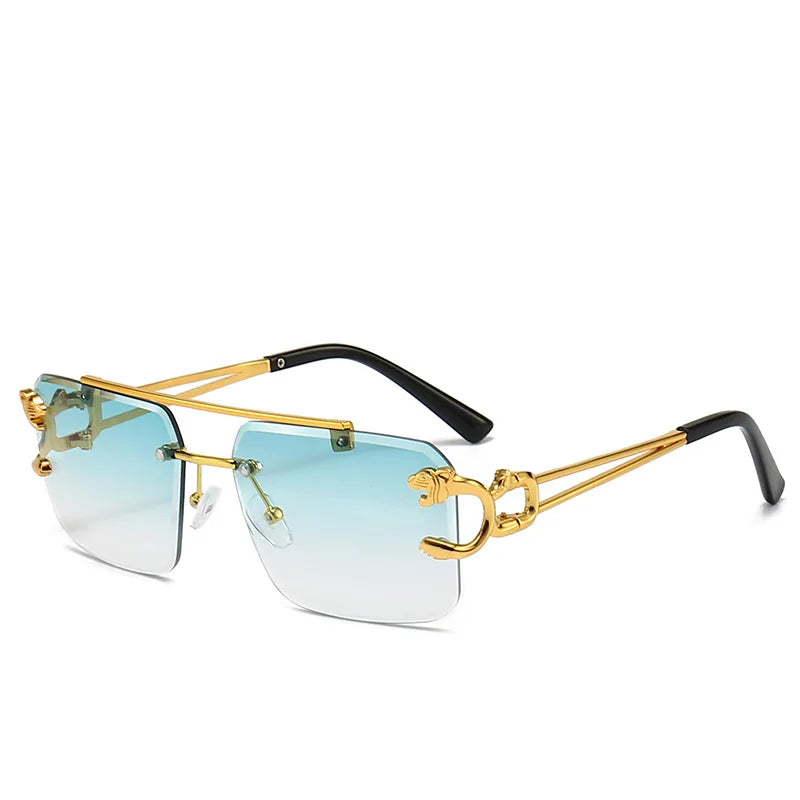Luxury Square Designer Vintage Rimless Sun Glasses