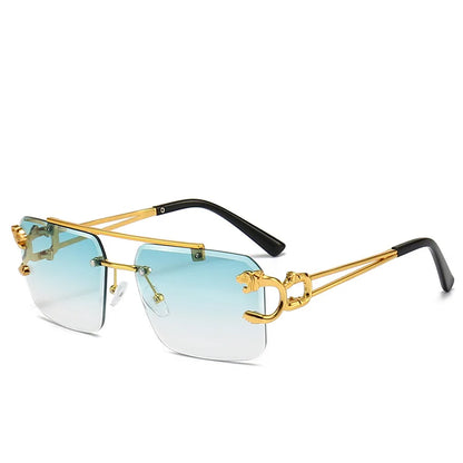 Luxury Square Designer Vintage Rimless Sun Glasses