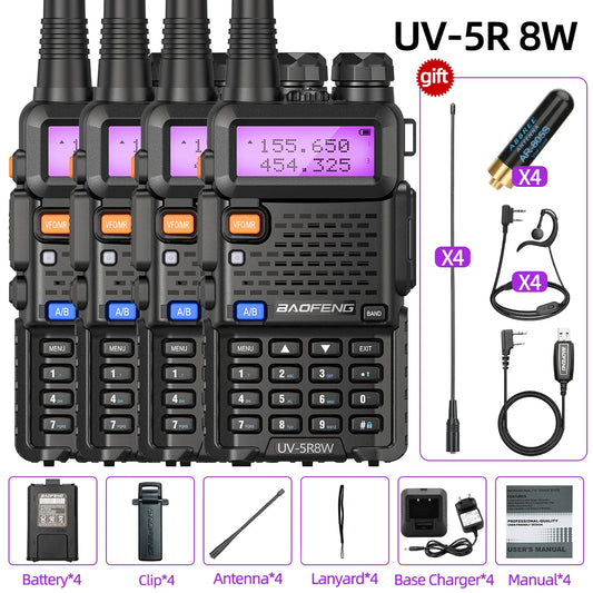 1/2/4 PCS Baofeng UV-5R 8W Walkie Talkie Ham Radio