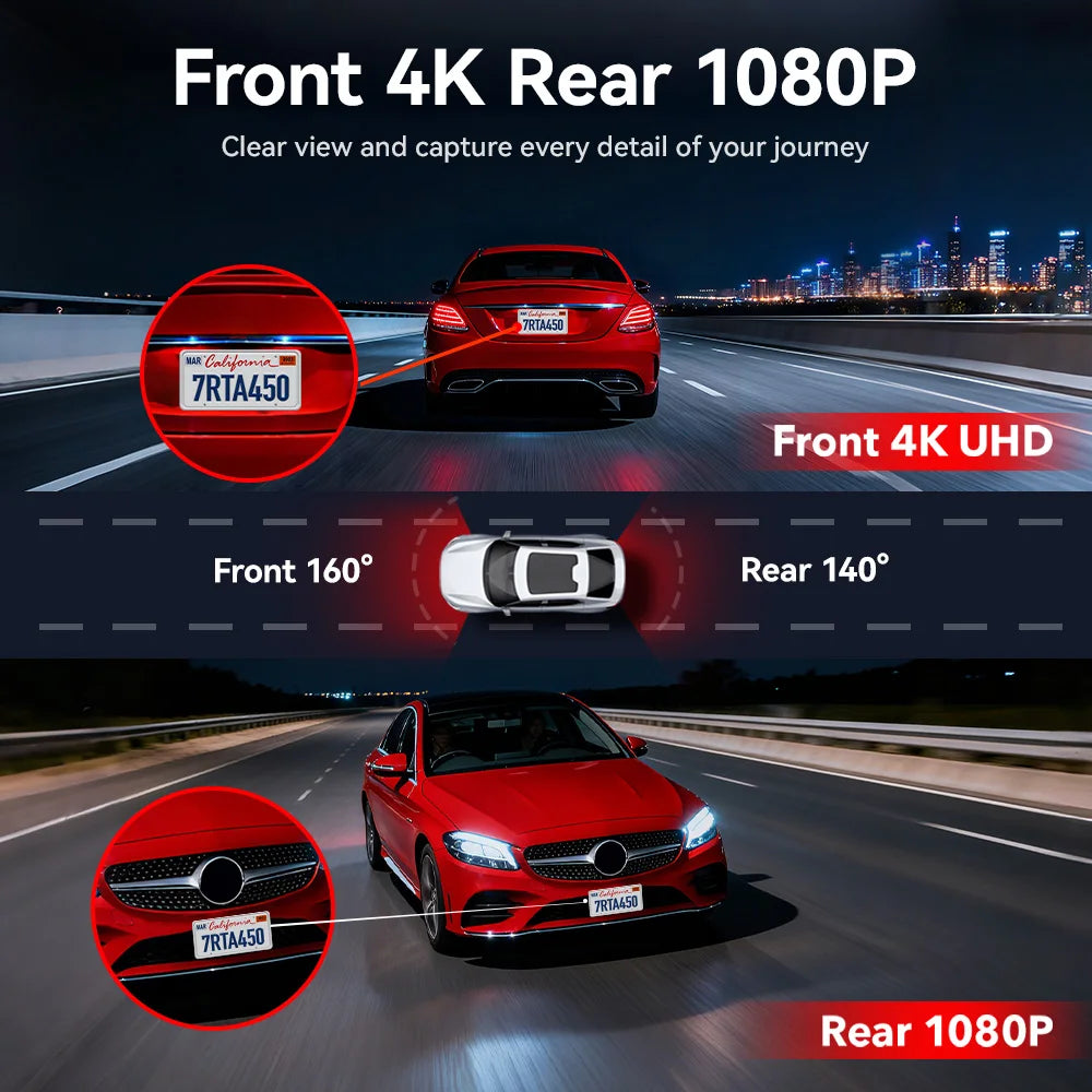 REDTIGER  Dash Camera Front and Rear 4k Dash Cam