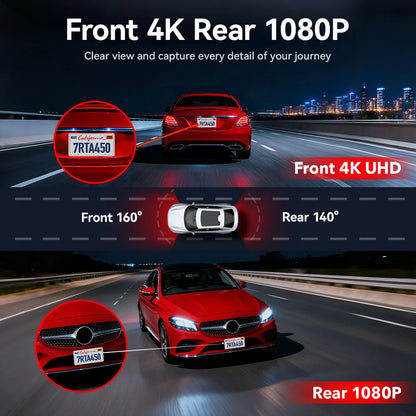 REDTIGER  Dash Camera Front and Rear 4k Dash Cam