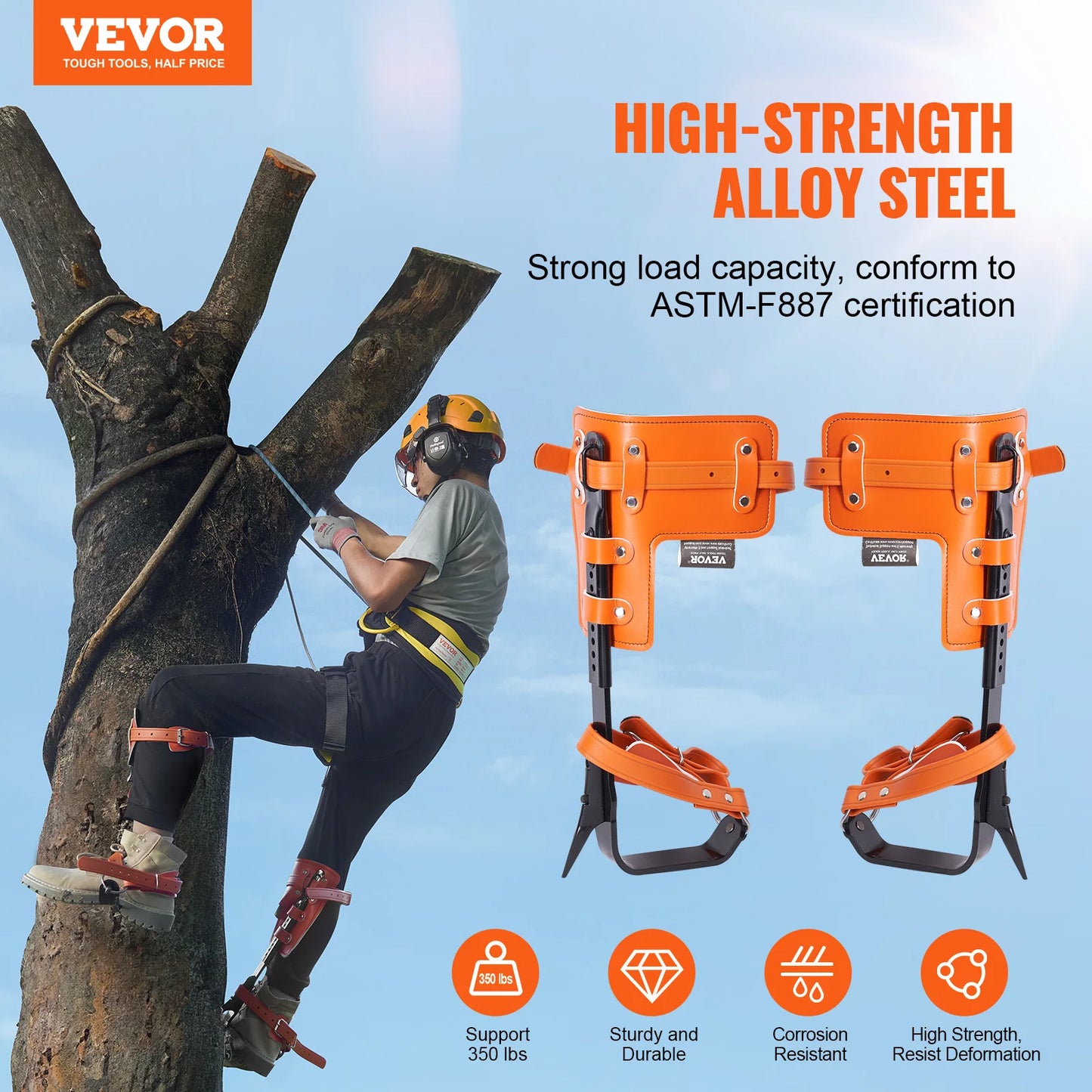 Tree Climbing Spikes Steel Climbing Spurs 350lbs