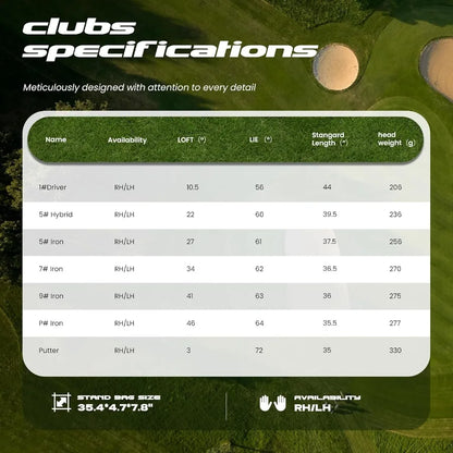 9 Pieces Golf Clubs Set for Men -