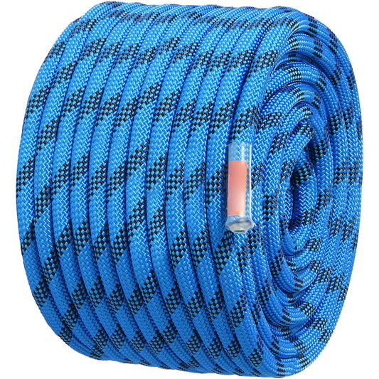 SucceBuy 12.7mm Static Climbing Rope 125/150/200 ft Outdoor Climbing Rope 30KN Breaking Tension Fiber Rope w/ Steel Snap Hooks