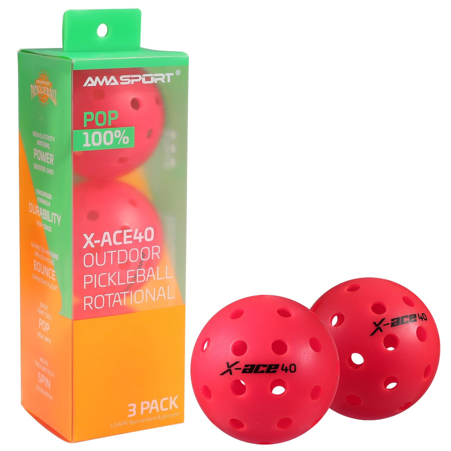 Pickleballs-40 Hole Outdoor Balls Crack-Resistant